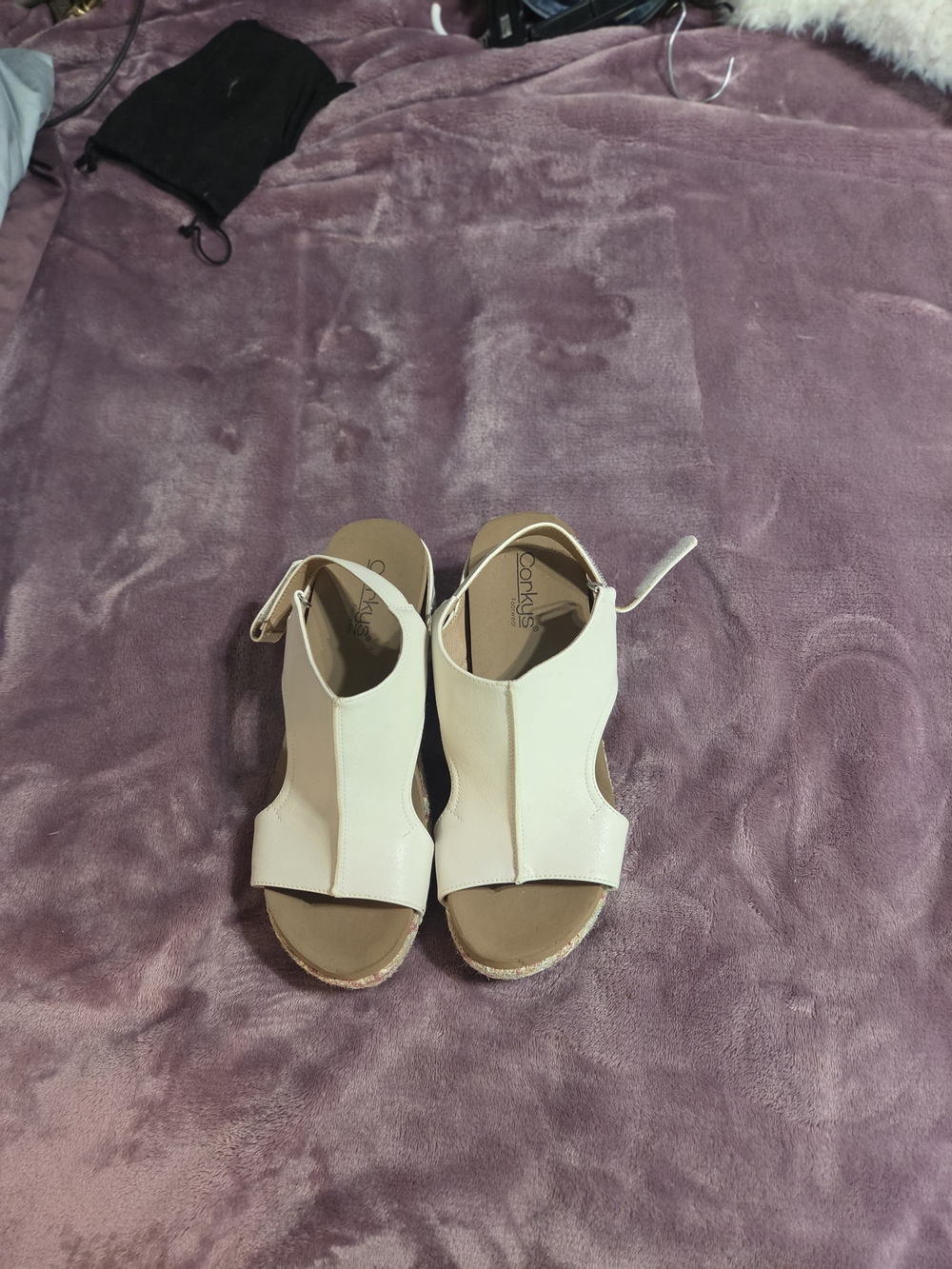 Corkys Ivory Open-Toe Wedge Sandals NWOT